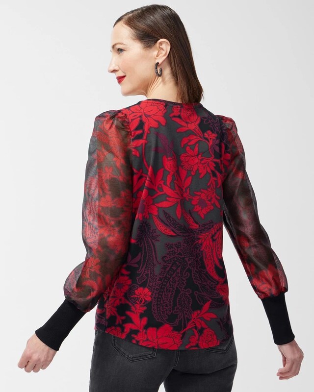 Floral Organza Sleeve Tee - image 3